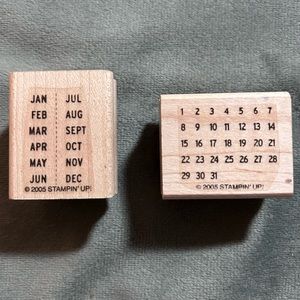 2-pc 2005 Stampin’ up! Months of year & calendar wood stamps